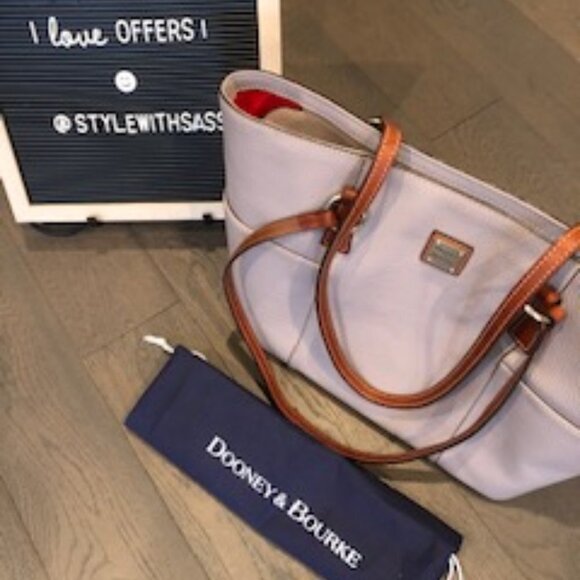 Dooney & Bourke Handbags - Dooney & Bourke Neutral Pebble Leather Shoulder Tote Bag Lt Grey/Mauve Hue OS